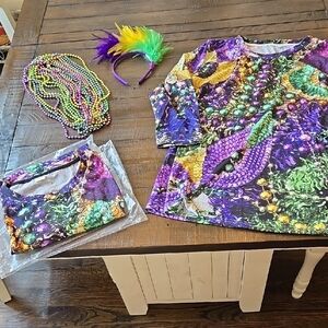 Mardigras Party Tops, Beads, Headband